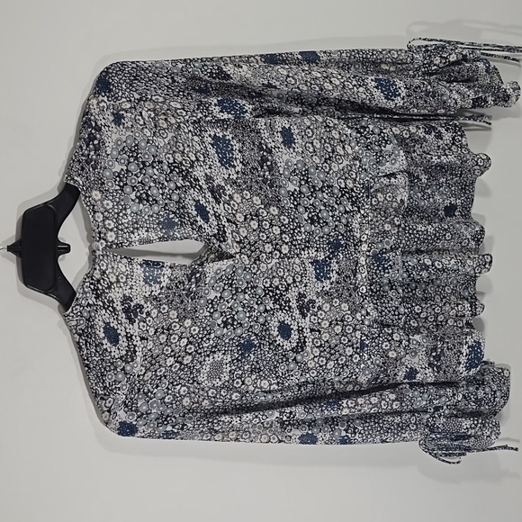 {Suncoo Paris} Blue Floral Print Blouse with Tassle Details - Size XS - Picture 13 of 17